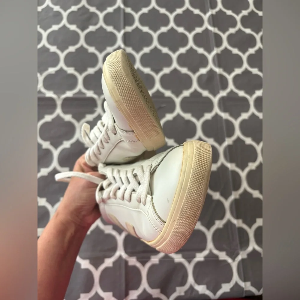 Veja Women’s White Sneakers with Beige Suede V Logo